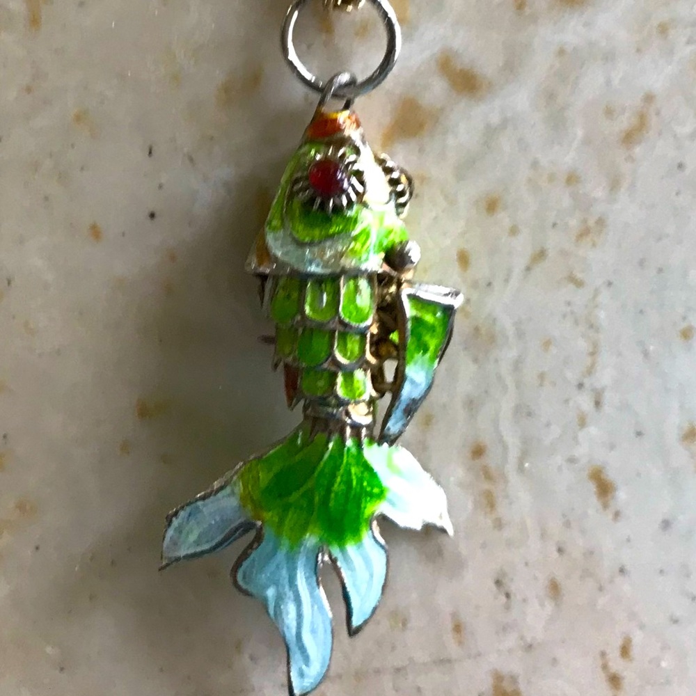 KOI ENAMEL JOINTED DETAILED GOLD TONE NECKLACE